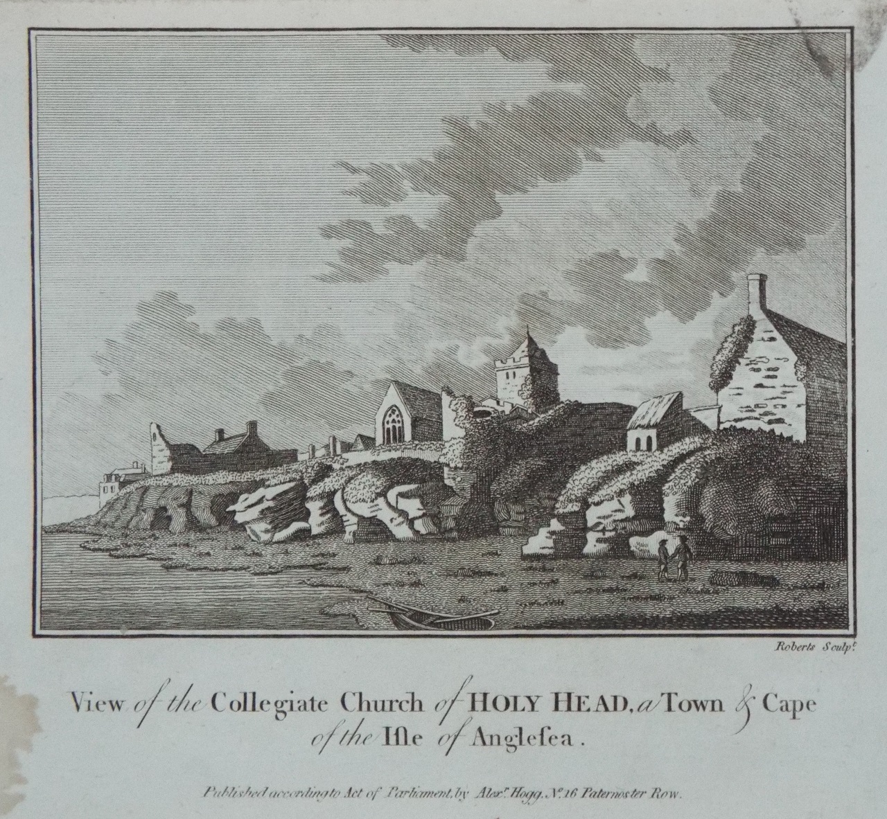 Print - View of the Collegiate Church of Holy Head, a Town & Cape of the Isle of Anglesea. - 